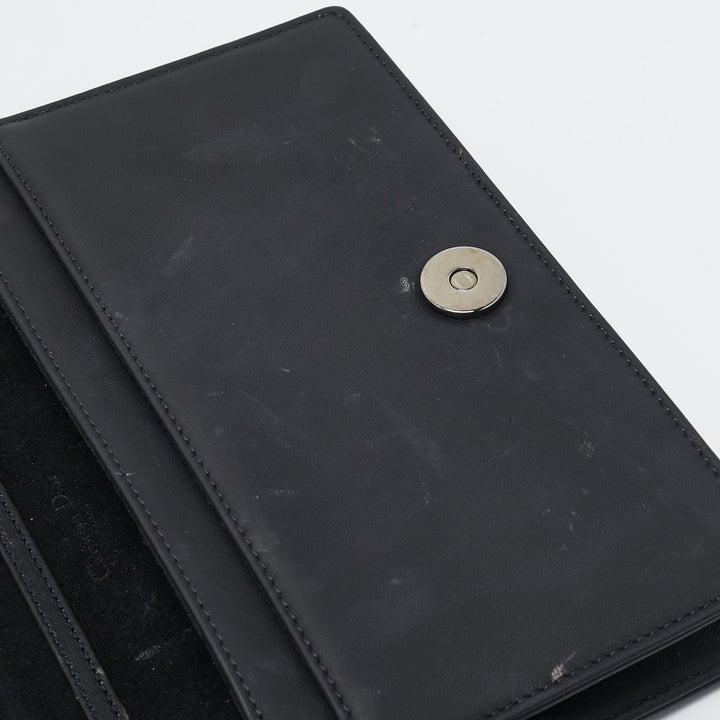 Top quality Dior Matte Black Leather Studded ama Wallet on Chain