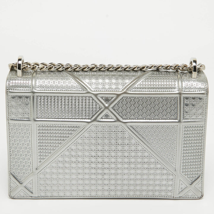 Top quality Dior Silver Microcannage Patent Leather Medium ama Flap Shoulder Bag