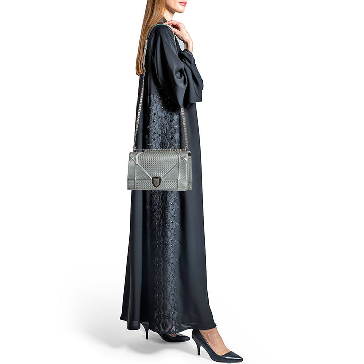 Top quality Dior Silver Microcannage Patent Leather Medium ama Flap Shoulder Bag