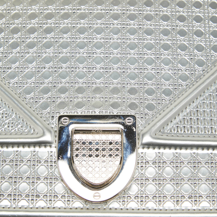 Top quality Dior Silver Microcannage Patent Leather Medium ama Flap Shoulder Bag