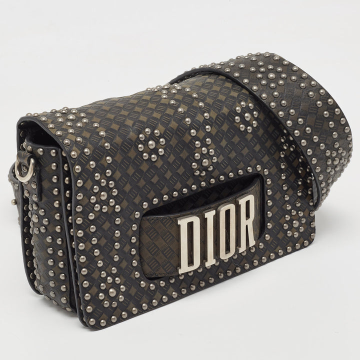 Top quality Dior Green/Black Studded Leather Medium Dio[r]evolution J'A Chain Bag