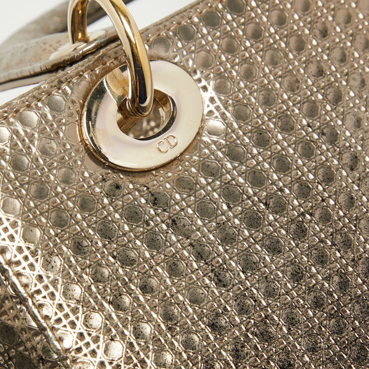 Top quality Dior Ombre Gold Micro Cannage Patent Leather Medium Lady  Tote