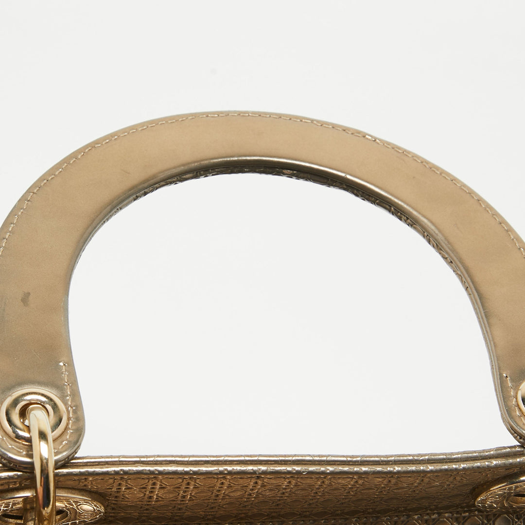 Top quality Dior Ombre Gold Micro Cannage Patent Leather Medium Lady  Tote