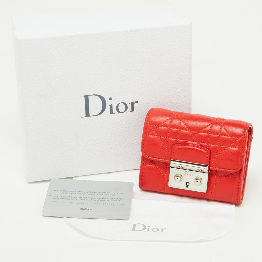 Top quality Dior Red Cannage Leather Miss  Compact Wallet