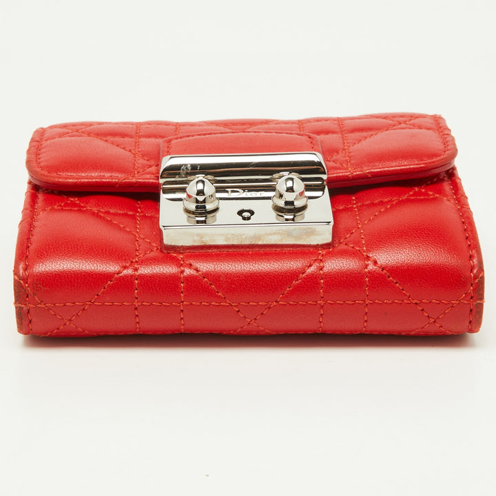 Top quality Dior Red Cannage Leather Miss  Compact Wallet