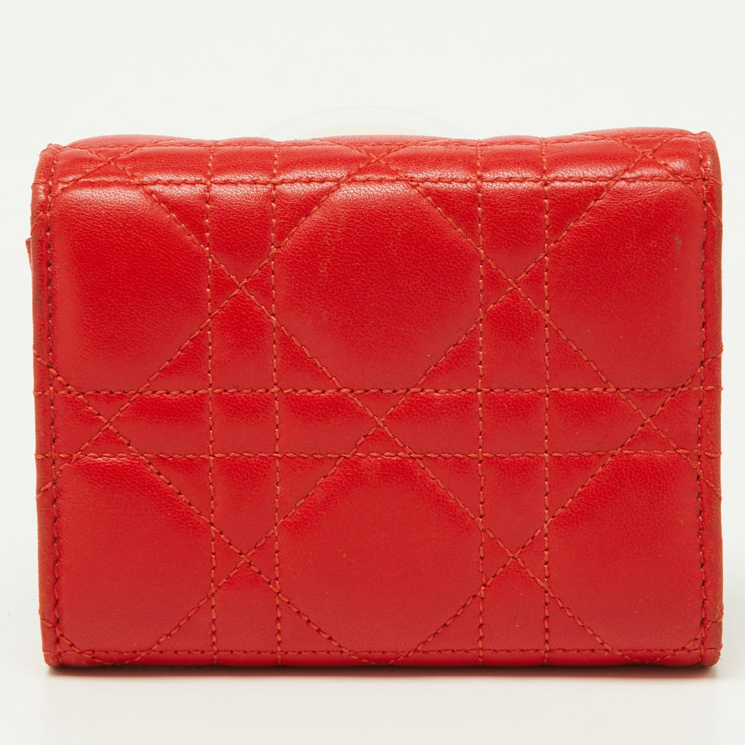 Top quality Dior Red Cannage Leather Miss  Compact Wallet