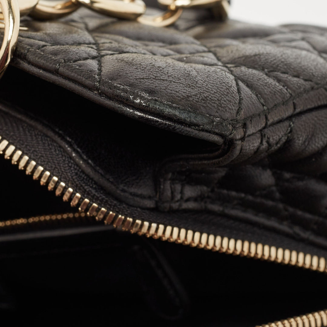 Top quality Dior Black Cannage Leather Soft Lady  Satchel