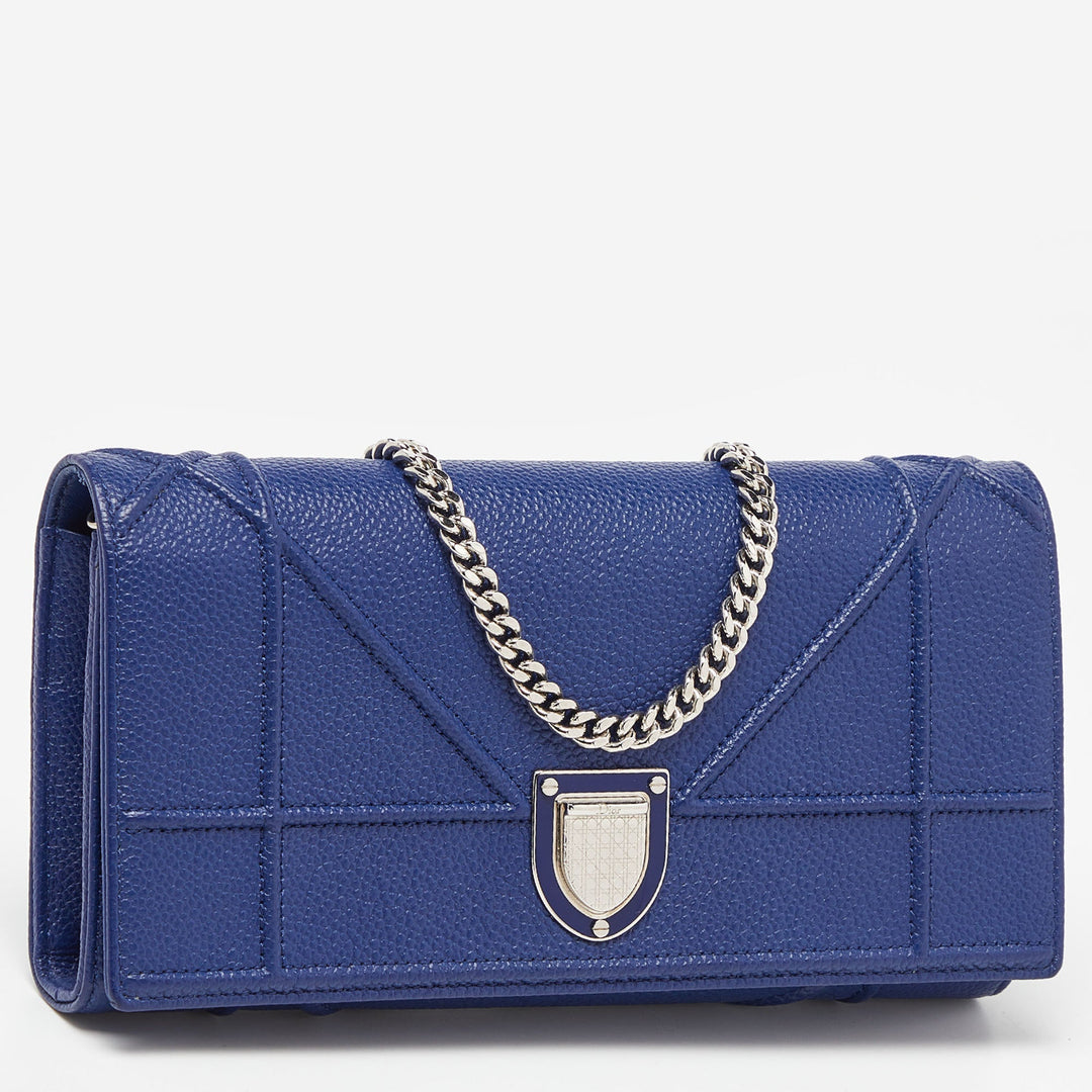 Top quality Dior Navy Blue Leather ama Wallet On Chain
