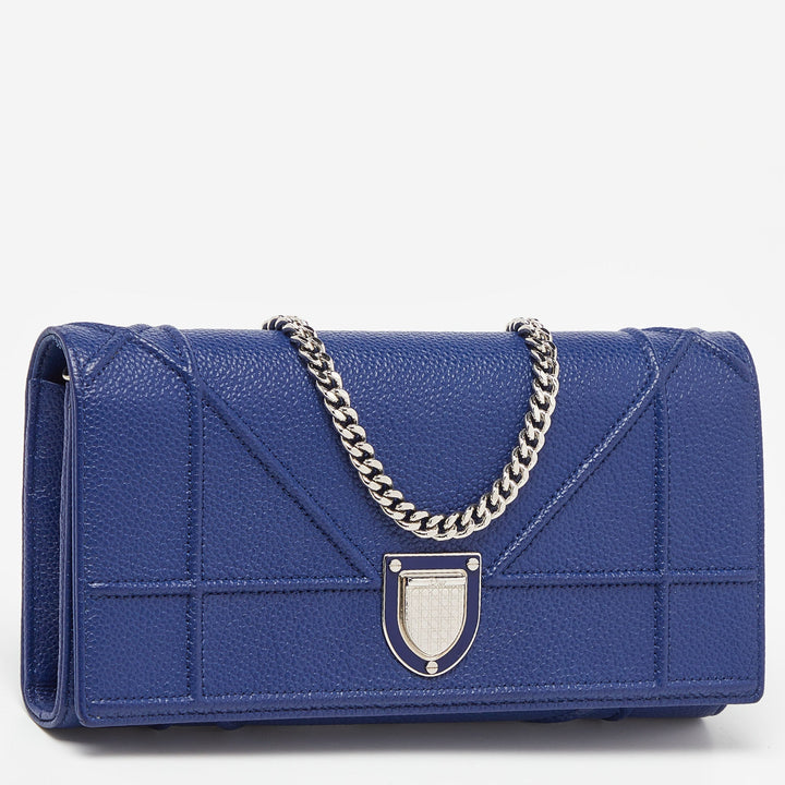 Top quality Dior Navy Blue Leather ama Wallet On Chain