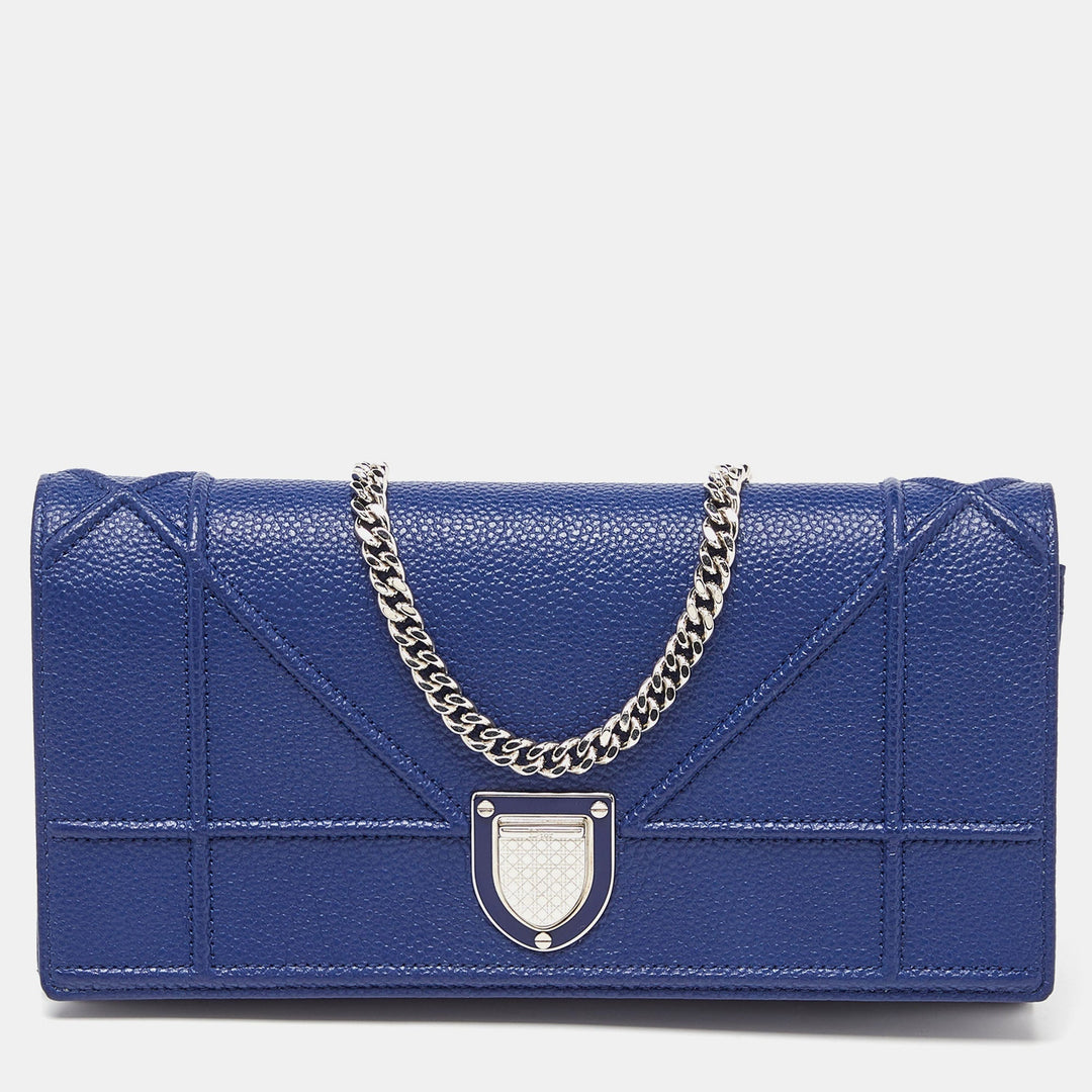 Top quality Dior Navy Blue Leather ama Wallet On Chain
