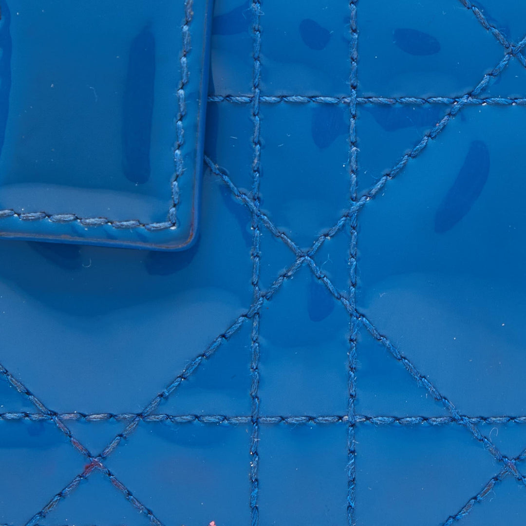 Top quality Dior Blue Cannage Patent Leather 5 Gusset Card Holder