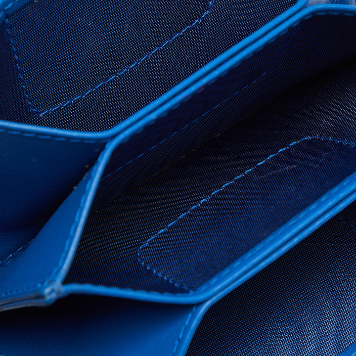 Top quality Dior Blue Cannage Patent Leather 5 Gusset Card Holder