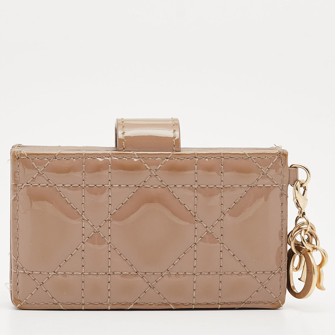 Dior Beige Cannage Patent Leather Lady  5 Gusset Card Holder