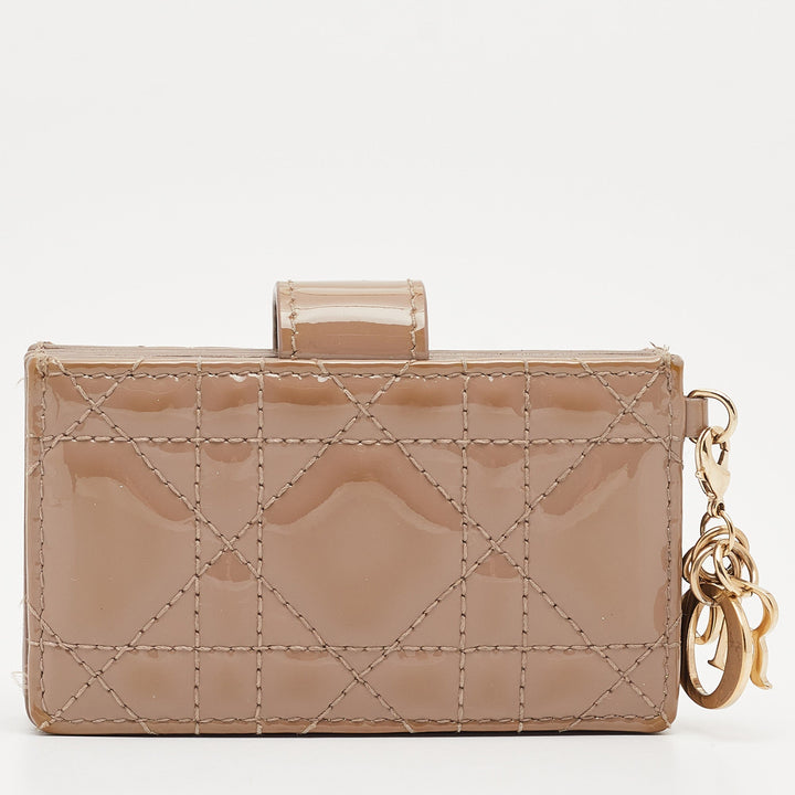 Dior Beige Cannage Patent Leather Lady  5 Gusset Card Holder