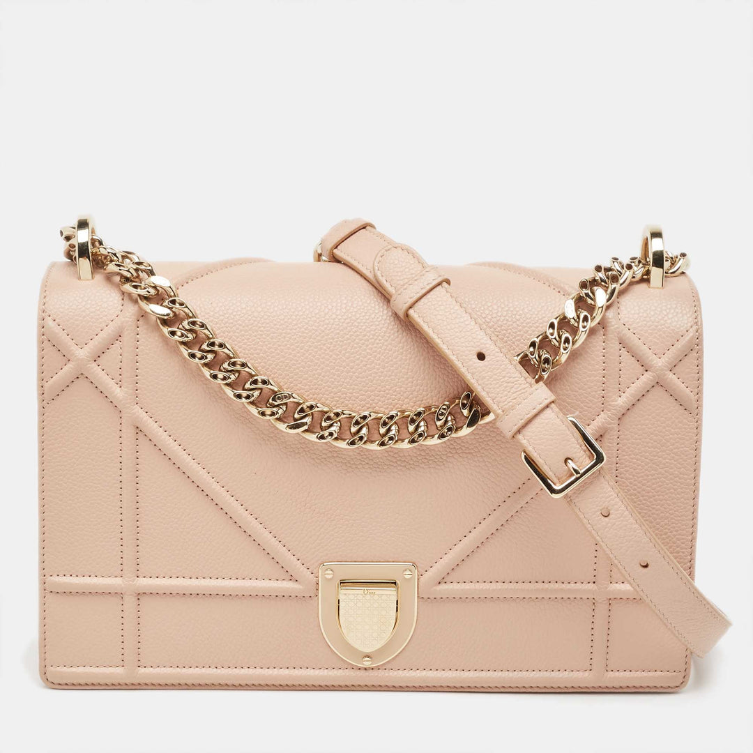 Top quality Dior Peach Leather Medium ama Flap Shoulder Bag