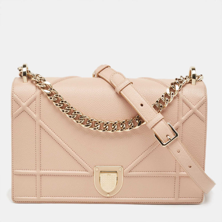 Top quality Dior Peach Leather Medium ama Flap Shoulder Bag