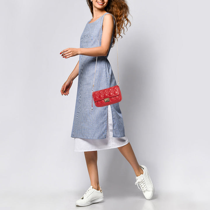 Top quality Dior Red Cannage Leather Miss  Promenade Chain Clutch