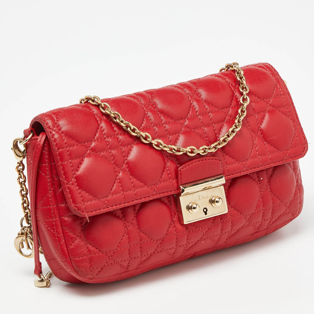 Top quality Dior Red Cannage Leather Miss  Promenade Chain Clutch