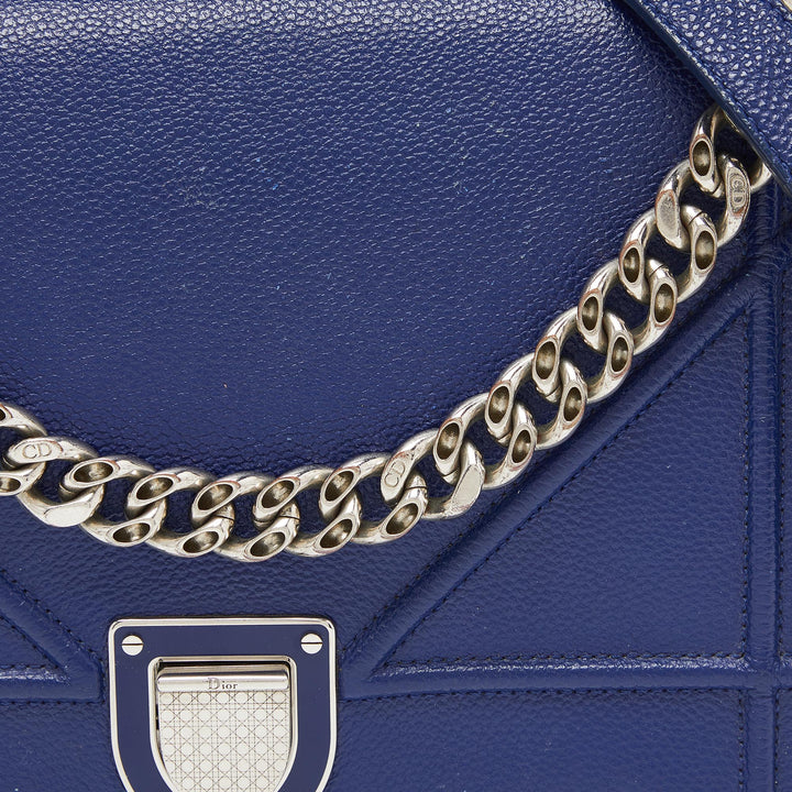 Top quality Dior Blue Leather Medium ama Flap Shoulder Bag