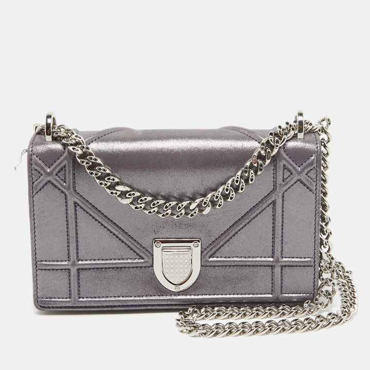 Top quality Dior Purple Iridescent Leather ama Wallet on Chain