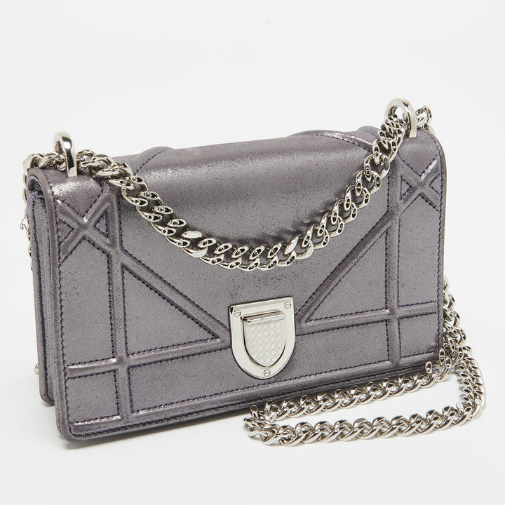 Top quality Dior Purple Iridescent Leather ama Wallet on Chain