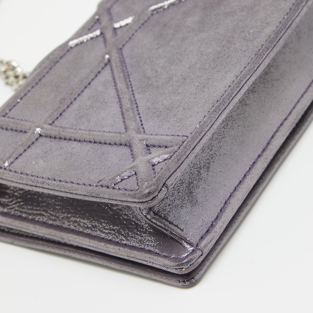 Top quality Dior Purple Iridescent Leather ama Wallet on Chain