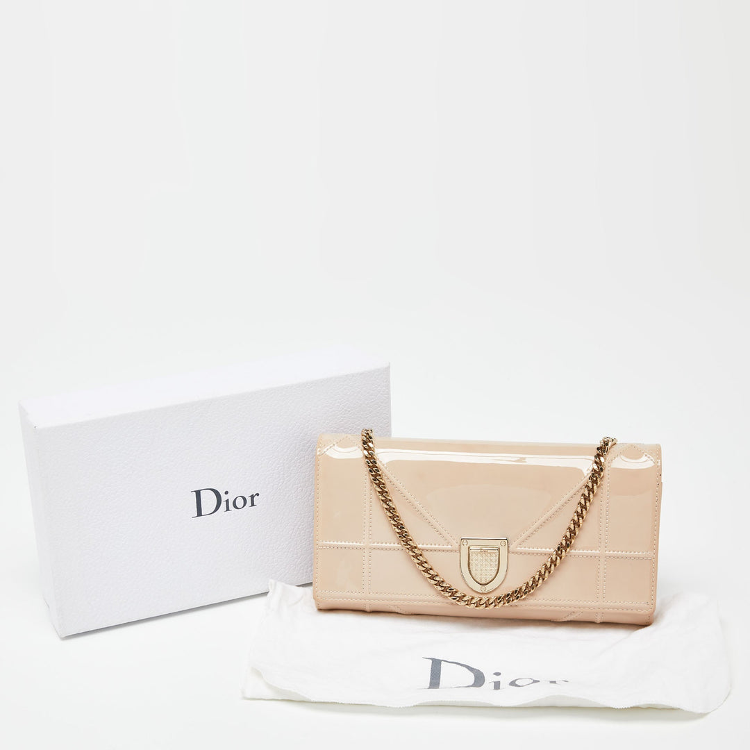 Top quality Dior Beige Patent Leather ama Wallet on Chain