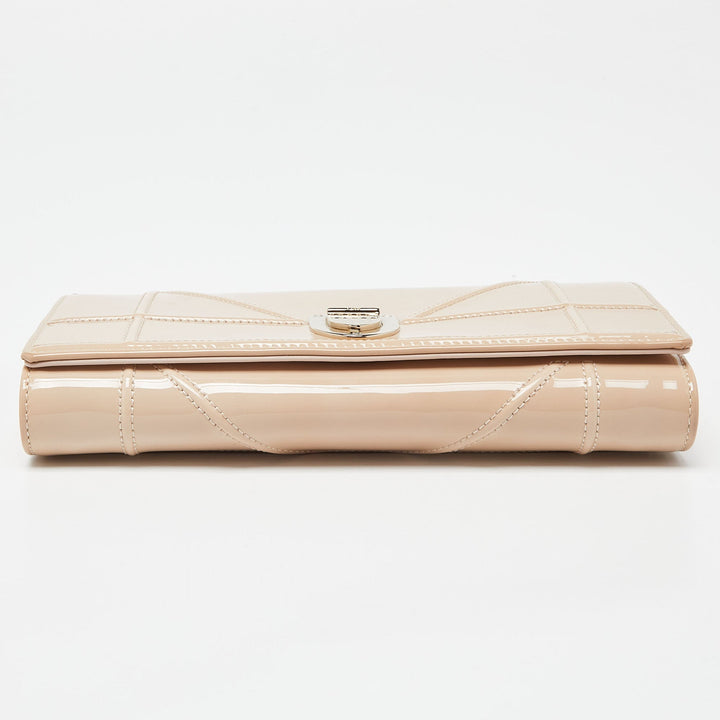 Top quality Dior Beige Patent Leather ama Wallet on Chain