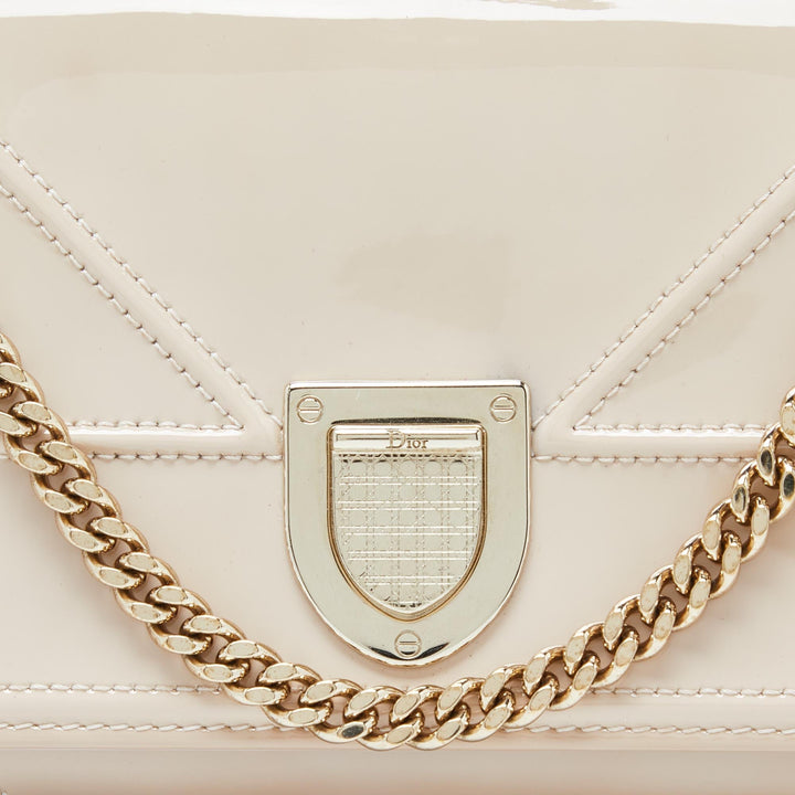 Top quality Dior Beige Patent Leather ama Wallet on Chain