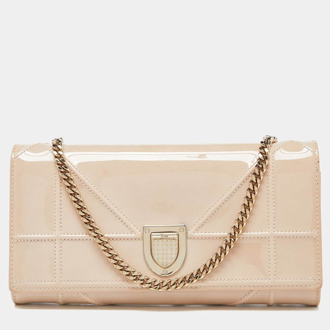 Top quality Dior Beige Patent Leather ama Wallet on Chain