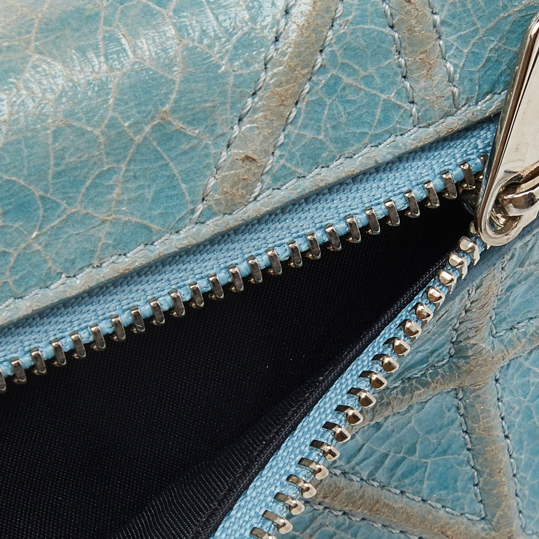 Top quality Dior Blue Crinkled Leather ama Trifold Wallet