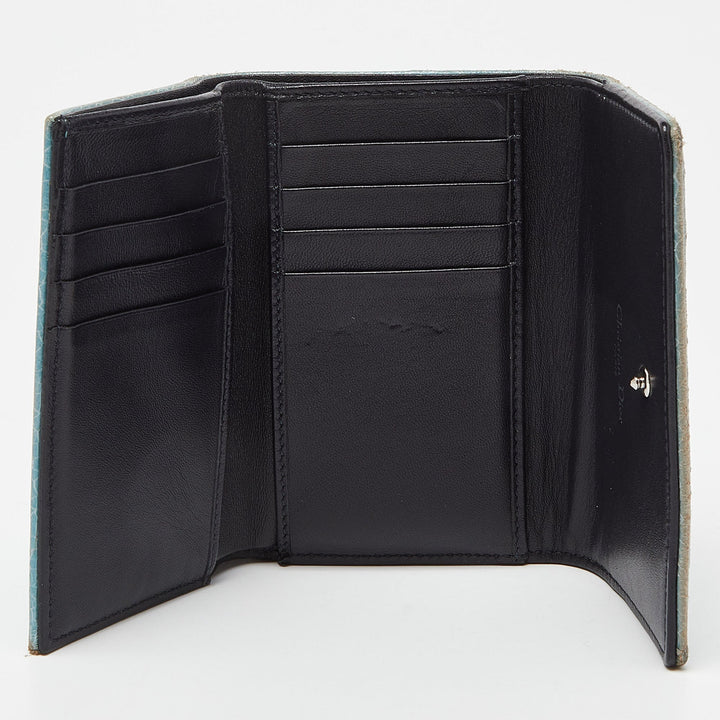 Top quality Dior Blue Crinkled Leather ama Trifold Wallet