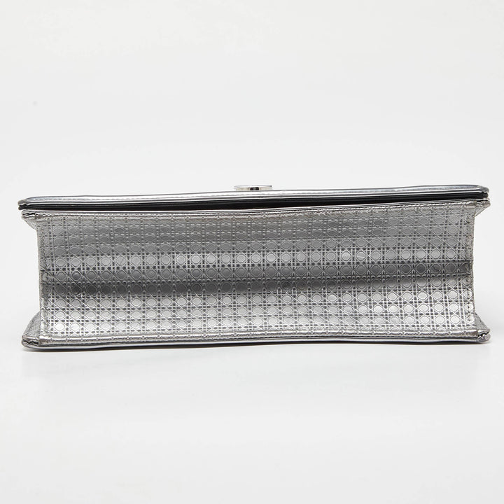 Top quality Dior Silver Microcannage Patent Leather Medium ama Flap Shoulder Bag