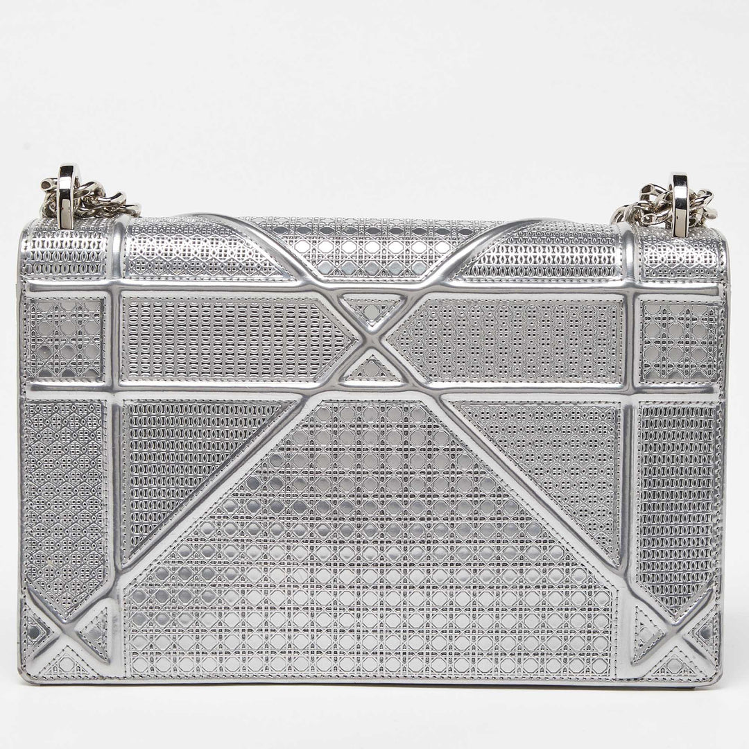 Top quality Dior Silver Microcannage Patent Leather Medium ama Flap Shoulder Bag