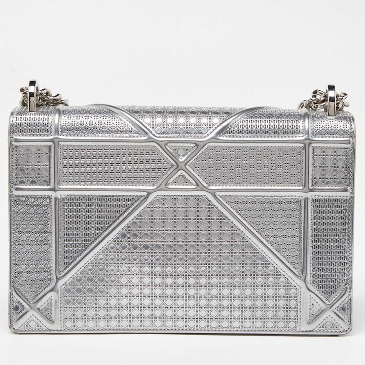 Top quality Dior Silver Microcannage Patent Leather Medium ama Flap Shoulder Bag