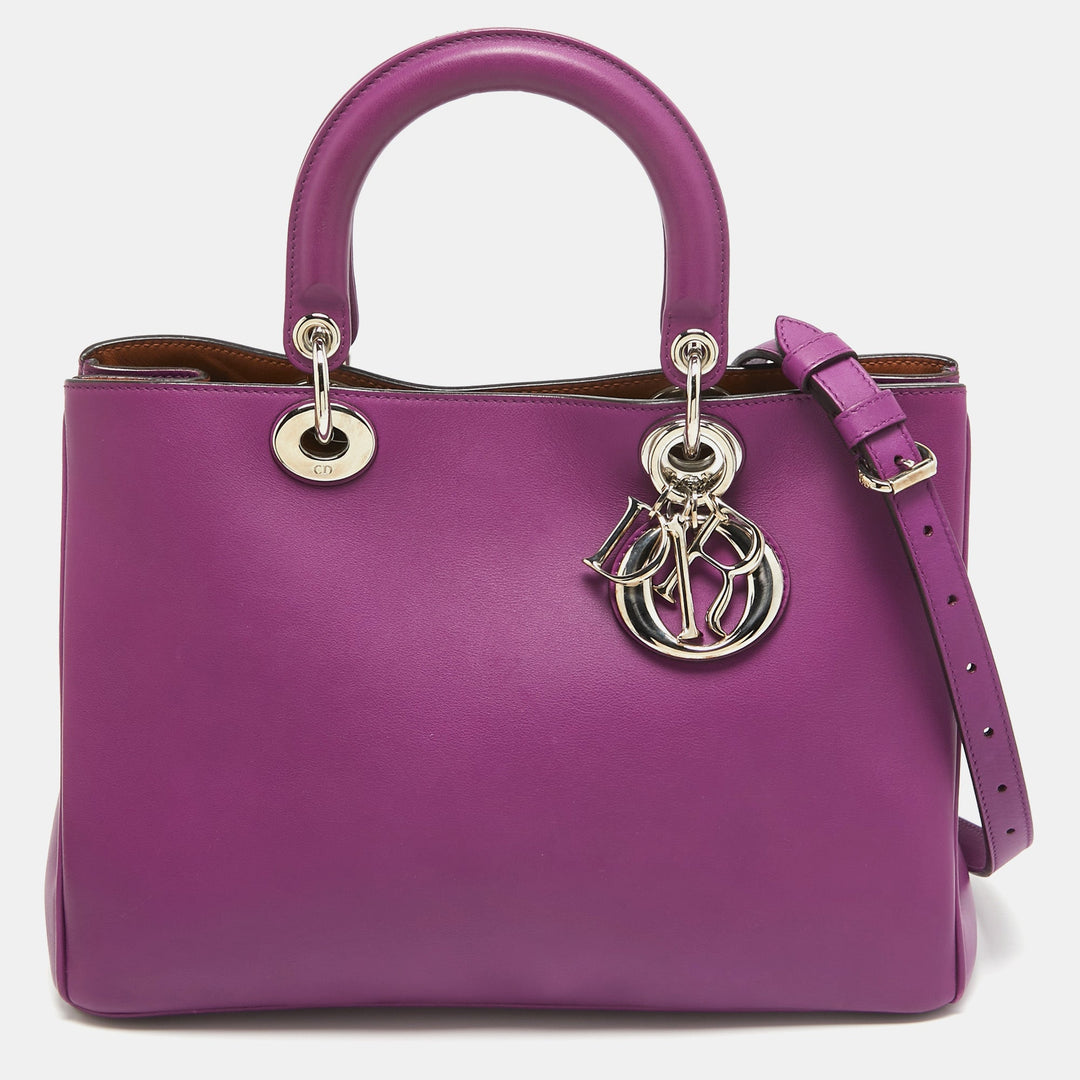 Top quality Dior Purple Leather Medium issimo Shopper Tote