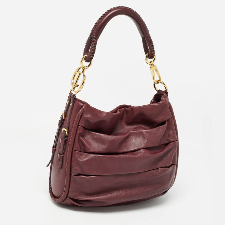 Top quality Dior Burgundy Pleated Leather Libertine Hobo