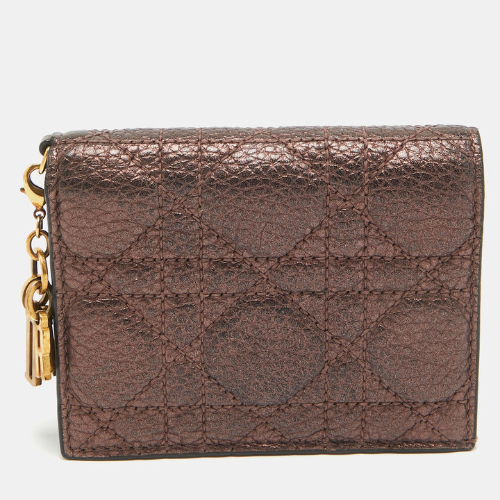 Top quality Dior Bronze Cannage Leather Lady  Flap Card Case