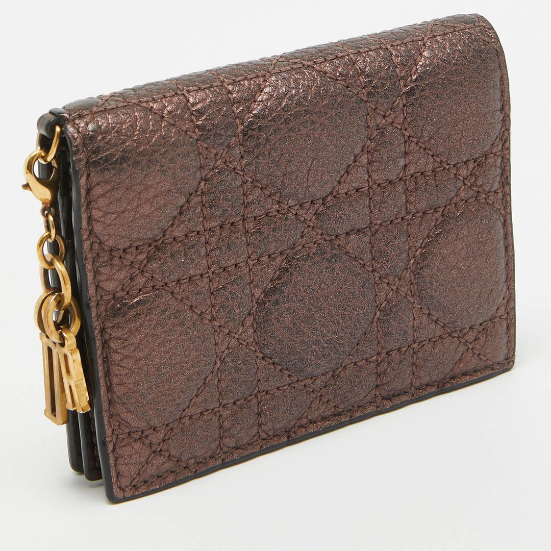 Top quality Dior Bronze Cannage Leather Lady  Flap Card Case