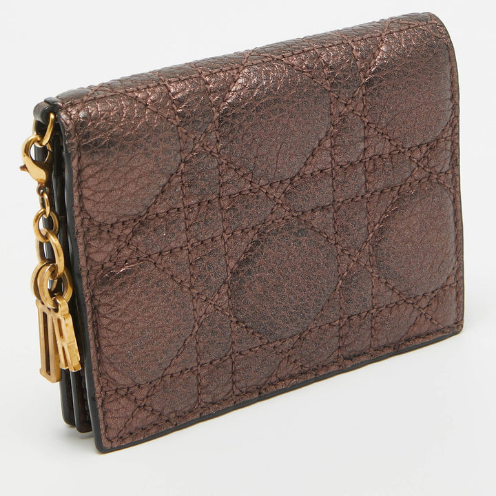 Top quality Dior Bronze Cannage Leather Lady  Flap Card Case