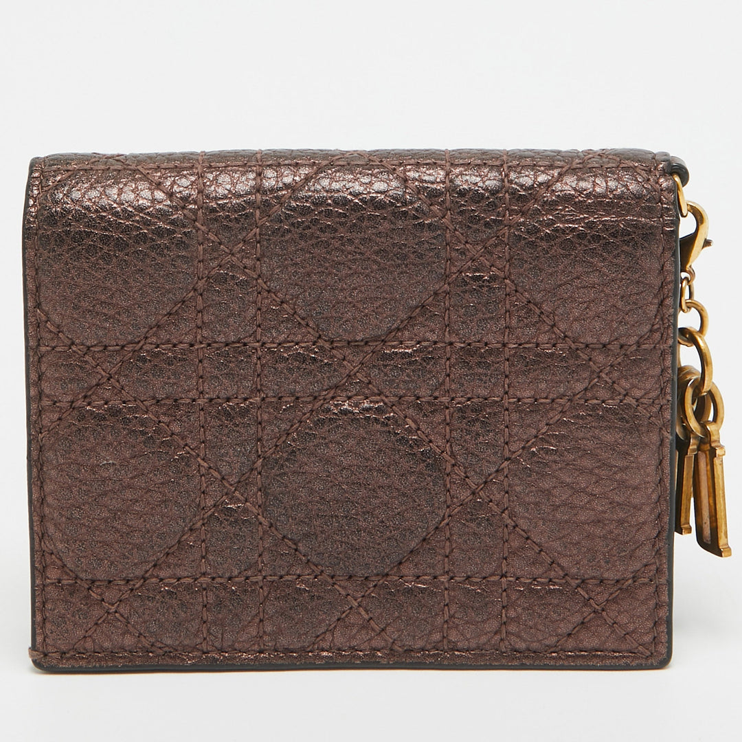 Top quality Dior Bronze Cannage Leather Lady  Flap Card Case