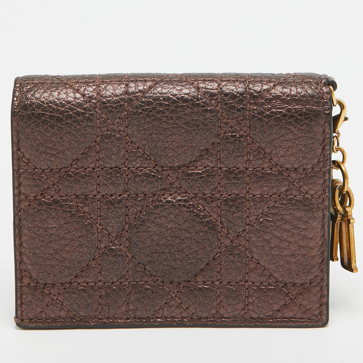 Top quality Dior Bronze Cannage Leather Lady  Flap Card Case