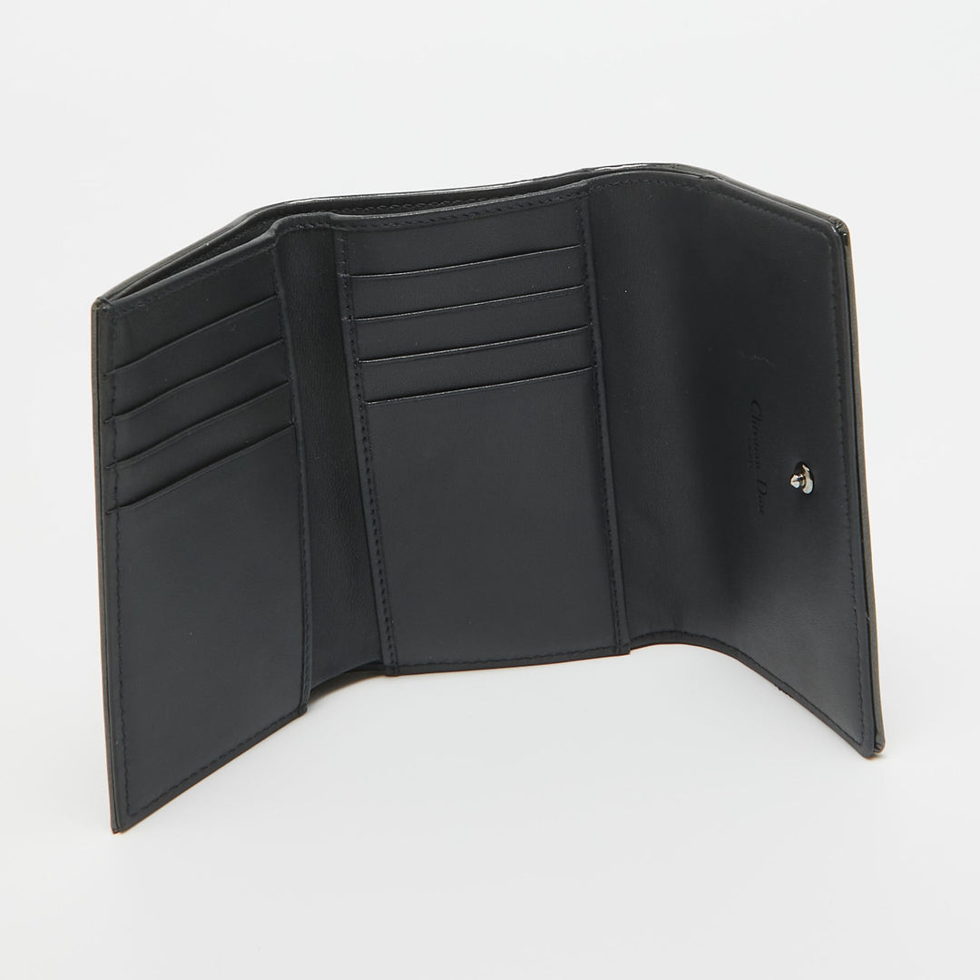 Top quality Dior Grey Microcannage Patent Leather ama Trifold Wallet