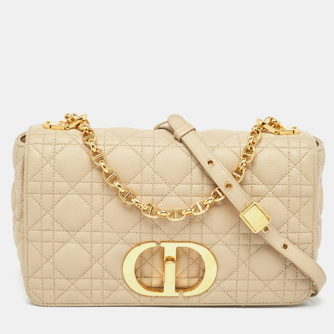 Top quality Dior Beige Cannage Leather Medium Caro Shoulder Bag
