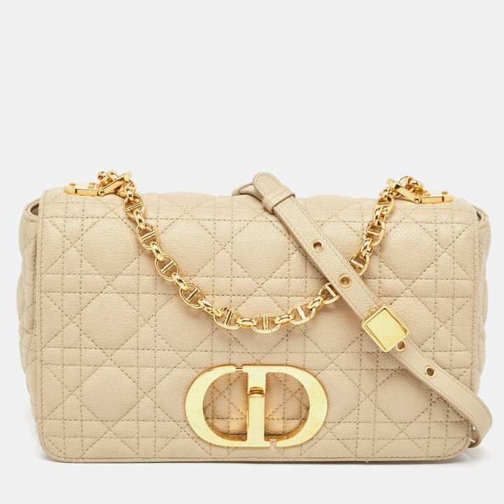 Top quality Dior Beige Cannage Leather Medium Caro Shoulder Bag