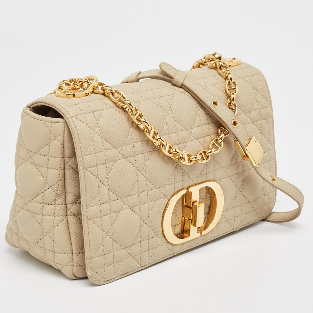 Top quality Dior Beige Cannage Leather Medium Caro Shoulder Bag