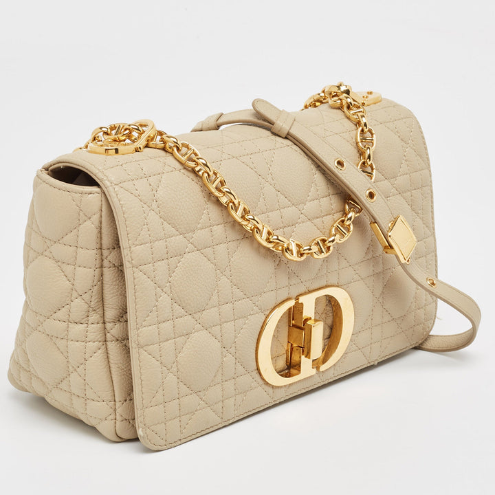 Top quality Dior Beige Cannage Leather Medium Caro Shoulder Bag