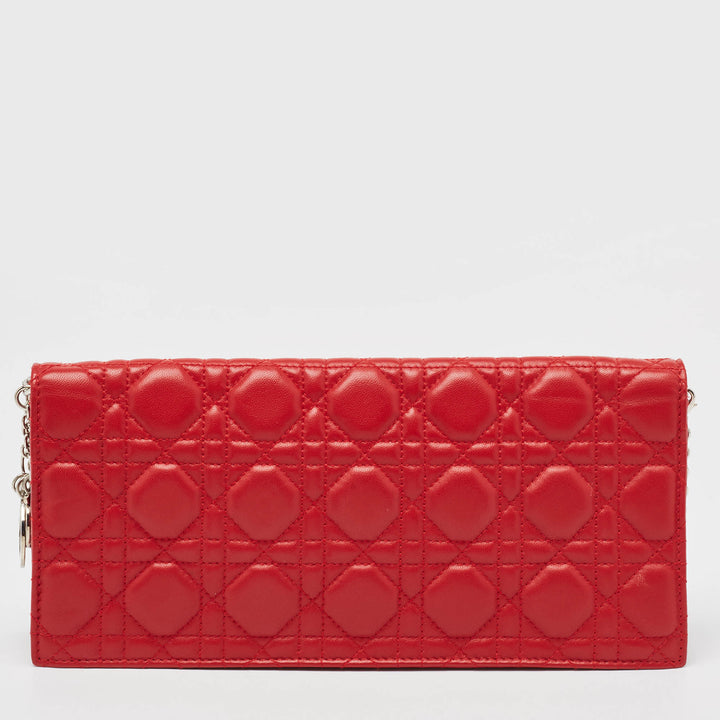 Top quality Dior Red Cannage Leather Lady  Chain Clutch