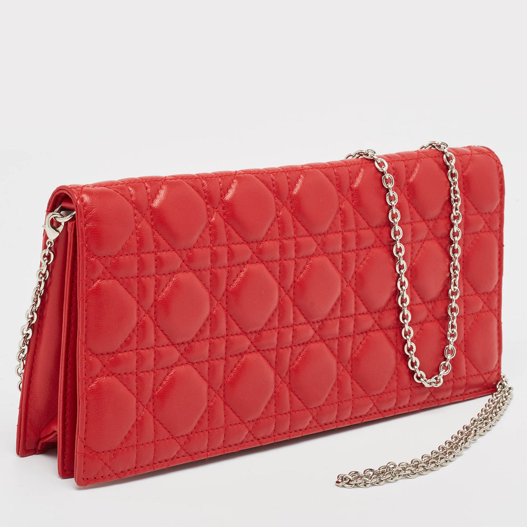 Top quality Dior Red Cannage Leather Lady  Chain Clutch