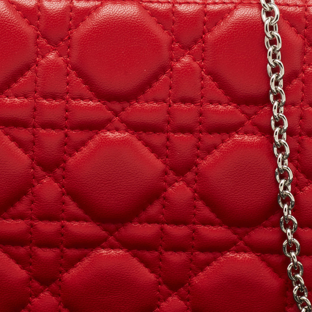 Top quality Dior Red Cannage Leather Lady  Chain Clutch